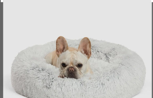 Gianna Calming Donut Pet Bed - Anti-Anxiety Faux Fur Orthopedic Dog & Cat Bed